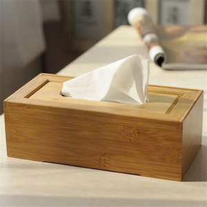 Soporte de caja de pañuelos de bambú decorativo para encimera de baño o mesa de oficina con atractivo ecológico moderno - Product Image 6