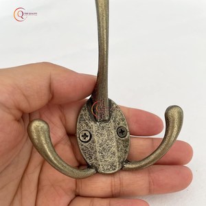 ตะขอแขวนผนังทองเหลืองแบบวินเทจสีทองตกแต่งบ้านและรีสอร์ทตะขอคู่สำหรับแขวนเสื้อผ้าเสื้อโค้ทหมวกตะขอ - Product Image 5