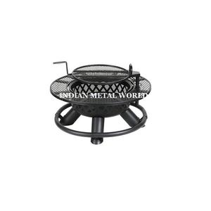Conception avantageuse Jardin Patio Foyer Barbecue Rond Noir Couleur Pur Fer Portable Foyer De L'Inde - Product Image 2