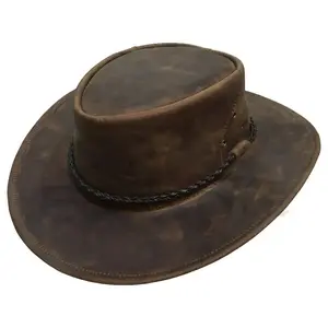 베스트 셀러 암소 가죽 가죽 모자 전체 판매율 좋은 품질의 가죽 카우보이 모자