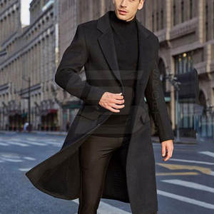 Abrigo de lana con estilo para hombre, decoración de botones, trajes de lana informales para otoño e invierno, prendas de vestir exteriores de ocio, gabardina holgada de punto - Product Image 4