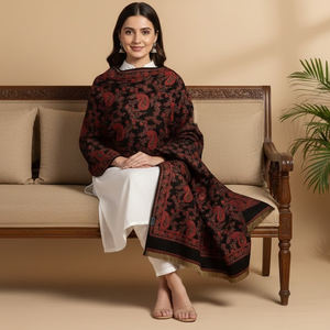 Ethnic Kullu Handloom Wool Shawl with Rich Traditional Design 80x40 Inch Soft & Warm for Everyday and Travel Wear at Low Price - Product Image 2