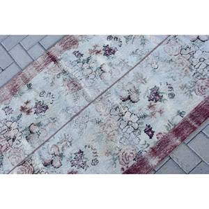 พรมขนสัตว์ลายดอกไม้วินเทจดอกไม้ทำด้วยมือสีชมพูเบจ3.2x5.8ฟุตงานปะติดพื้นยางลายนามธรรมสำหรับห้องโถงทางเข้าฤดูร้อน - Product Image 5