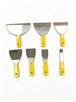 Spatule à mastic industrielle en acier au carbone de 8 pouces, grande et large, avec manche en plastique jaune, outil de finition pour le collage et le finissage des murs.
