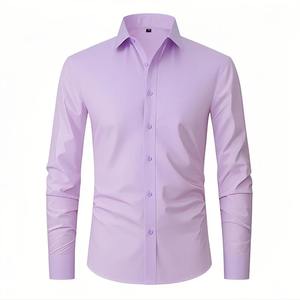 Chemises pour hommes à séchage rapide de conception décontractée Nouvelles chemises élégantes à col rabattu Chemises unies à manches longues de haute qualité - Product Image 1