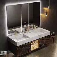 Meubles-lavabos de salle de bain flottants modernes de style américain CBMmart, 36, 48, 72, 84 pouces, avec un ou deux lavabos, miroir LED