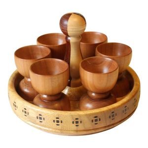 HOME WOODEN NORDIC STYLE COCO PALM WOODEN <b>Tea</b> <b>Set</b> with Pot and Tray Custom logo Coconut Wood Teapot and Cup <b>Sets</b> - Product Image 4