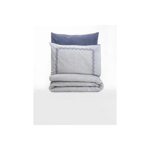 Nitsa Navy Blue Double Duvet Cover Set Floral Cotton <b>Box</b> Model 200x220cm 4-Piece for Home Use - Product Image 3