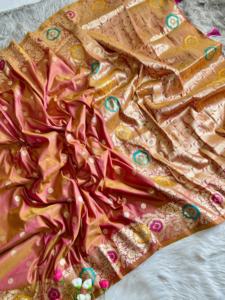 ผ้าไหม banarasi Katan สีที่น่าตื่นตาตื่นใจกับ meena pallu Saree แฟชั่นผู้ผลิตจากอินเดียในอัตราที่ต่ำที่สุด - Product Image 5