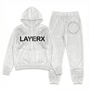 Conjunto Deportivo Ligero para Mujer, 340 g/m², Felpa de Algodón, con Pedrería, Sudadera Holgada, Dos Piezas, Ecológico - Product Image 2