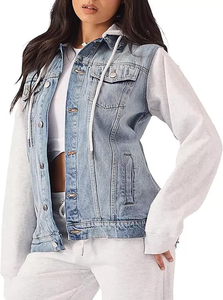 Vente chaude Veste en jean à capuche de qualité supérieure pour femmes Style tendance confortable au prix de gros Traitement brut - Product Image 1