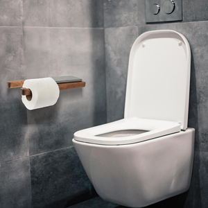 Porte-papier hygiénique en bois moderne et élégant avec étagère Design mural durable pour salles de bain d'hôtel - Product Image 6