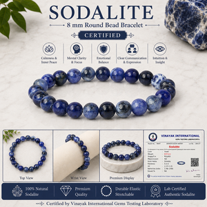 สร้อยข้อมือคริสตัลโซดาไลต์ธรรมชาติแท้ขนาด 8 มม. รูปทรงกลม ประดับพลังเรกิ สำหรับผู้หญิงและผู้ชาย - Product Image 3