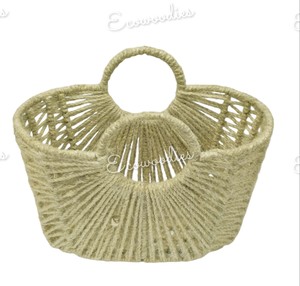 Bolsos de hombro de yute de bambú de diseño elegante para mujer, bolso de moda de yute de Color Natural, bolso de playa de hombro para niña - Product Image 6
