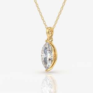 Pendentif solitaire en moissanite taille marquise, élégant collier en argent sterling avec un charme éblouissant - Product Image 3