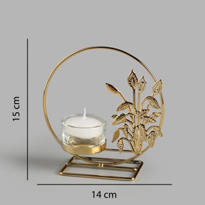 TW New Gold Finished Antique Leave Ring Shape Metal New T-Light Bougeoirs en métal de luxe au meilleur prix - Product Image 4