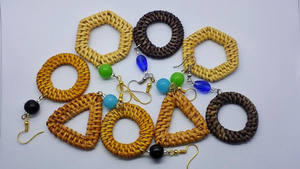 Pendiente Tejido Ratán Mano Estilo Vintage // Pendiente Ratán Para Mujer De Vietnam A Buen Precio - Product Image 4