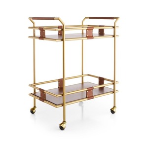 Fancy Gold Hotel <b>Trolley</b> Beverage <b>Serving</b> Cart Rolling Drink Carrier Metal Barrolley for Guest Room and Lobby - Willem - Product Image 1
