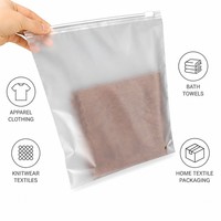 Sac d'expédition personnalisé givré avec fermeture éclair et trou de ventilation, impression par gravure, en PE transparent pour serviettes, vêtements et chaussures
