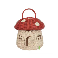 Panier à champignons en rotin bleu pastel pour enfants Nouveau design Panier de rangement en rotin pour gâteau aux bonbons Jouets en osier écologiques pour enfants OEM