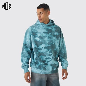 Fabricante personalizado Tie Dye Oversized Pullover Hoodie Transpirable 100% Algodón Pesado Grueso Streetwear Acid Wash Hoodies Hombres - Product Image 1