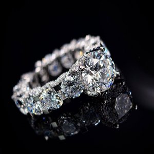 Sang trọng đá ra đầy đủ Eternity Nhẫn kim cương | 925 Sterling Bạc | lớn vòng trung tâm đá | vvs moissanite | tùy chỉnh đồ trang sức - Product Image 5