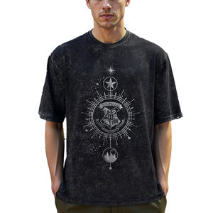 T-shirts à manches courtes personnalisés rétro en denim délavé, impression sérigraphique, t-shirt vintage délavé à l'acide, t-shirt imprimé surdimensionné pour hommes - Product Image 3