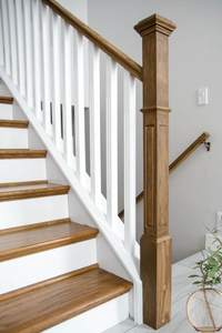 Escalier intérieur et extérieur en chêne blanc en bois massif EFS-4090RP minimaliste moderne avec panneau routé détail OEM ODM disponible - Product Image 5