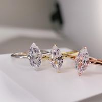 Bague de Fiançailles Marquise en Argent Sterling 925 Plaqué Or 14K, Solitaire de Luxe, Qualité Supérieure, Moissanite Vintage, Bague de Promesse