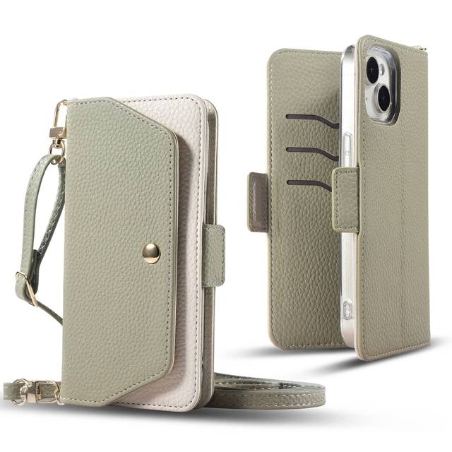 Crossbody Lanyard PU Leather Phone Case with Mirror and Card Holder Wallet Design for 17/16 Pro Max Plus