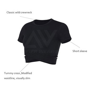 Top corto de algodón de 220gsm para mujer, Camiseta deportiva de verano con nuevo diseño, impresión personalizada - Product Image 6