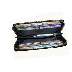 ที่มีคุณภาพสูงการออกแบบใหม่แฟชั่นหนังแท้สีดำสุภาพสตรีกระเป๋าสตางค์ - Product Image 1