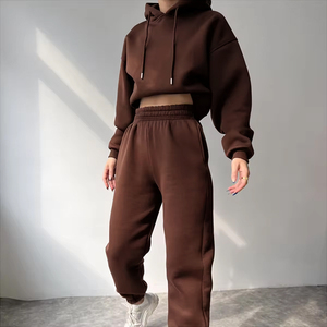 Pantalon de jogging personnalisé pour femmes sweat 2 pièces Jogging survêtement à capuche ensemble survêtement pour femmes sweats à capuche vierges surdimensionnés - Product Image 6