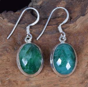 Pendientes de piedras preciosas Plata Esmeralda 925 Pendientes colgantes de plata esterlina sólida para mujer Pendientes de piedras preciosas de la mejor calidad Joyería - Product Image 2