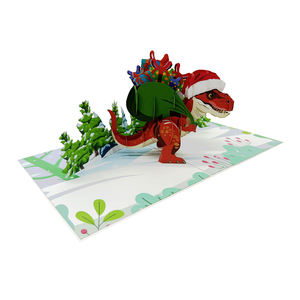 Meilleure vente Dinosaure Noel fait à la main 3D Pop Card Design personnalisé Artisanat Vietnam Top Tendance Style de Noël Cadeau 3d pop up card - Product Image 3
