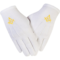 Gants de Chevalier Templier Maçonnique Respirants Imprimés par Transfert Thermique pour Toutes Saisons, Longueur Poignet, avec Logo Brodé