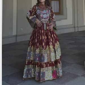 Vestidos de Fiesta Bohemios Vintage Bordados en Terciopelo Pesado para Mujer, Ropa de Boda Afgana y Pakistaní, Tinte Liso - Product Image 5