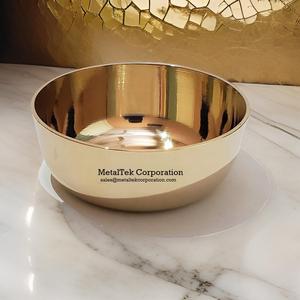 Bol à chocolat rond décoratif de luxe en acier inoxydable plaqué or poli Vente en gros Bol de service à salade à bas prix Design moderne - Product Image 2