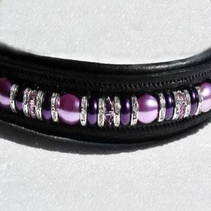 Banda de piel con cuentas de amatista Multicolor, diseño personalizado, canal vacío incrustado, banda superior de cuero, para cejas de caballo, doma ostentosa - Product Image 4