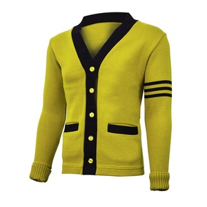 Cárdigan Unisex de Punto con Cuello en V, Personalizable con Logotipo, Estilo Patchwork, Casual, con Botones Cubiertos, para Otoño e Invierno - Product Image 3