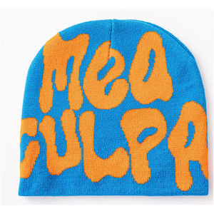 All-Over Print Winter Sporty Knitted Beanie Cap Custom Logo Y2K Mea Culpa Beanies Manufactured for Adults - Product Image 4