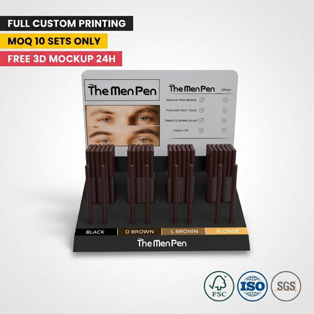 Countertop Eyebrow Pencil Display Stand Custom Cosmetic Makeup Display Rack for Retail Store — view 1
