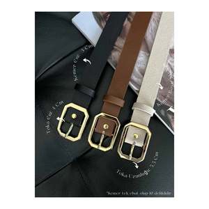 Ceinture carrée pour femme, ceinture pour pantalon, ceinture pour veste, ceinture pour robe - Noir & Marron & Beige - Or - Product Image 1