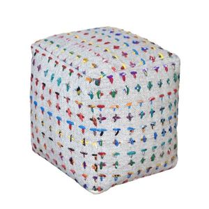 Handmade Modern Wool and Cotton Pouf Ottoman Printed Floor Cushion Footrest Pouffe <b>Seat</b> for Living Room Decor Low Price - Product Image 3