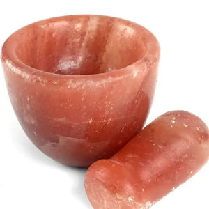Mortero y mortero de sal rosa del Himalaya hecho en Pakistán, artesanía Natural tallada a mano Premium, decoración del hogar al por mayor de Pakistán - Product Image 3
