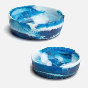 Cuenco azul profundo pulido de resina azul cielo, juego de cuencos para servir sin recubrimiento desechables ecológicos, regalo de negocios de estilo americano, ensalada casera - Product Image 1