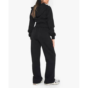 Survêtements pour femmes 2 pièces Ensemble de tenues décontractées Sweat à capuche zippé avec pantalon évasé Survêtement de sport pour femmes - Product Image 2