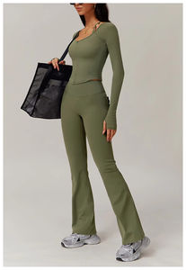 Ensemble de costume de yoga à manches courtes sans couture pour femmes motif solide Fitness équipement de sport livraison directe bienvenue - Product Image 3