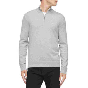 Maglione da Uomo Calvin Klein con Zip 1/4 e Collo Alto, Colore Argento, Taglia Media, Lavorato a Maglia, Taglie Forti, Stampa Logo, Collezione Autunnale - Product Image 1