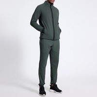 Ensemble de jogging décontracté à capuche deux pièces pour homme, 100 % polyester, respirant, motif uni, survêtement pour l'automne